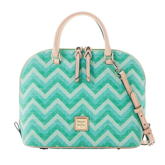 Dooney & Bourke Handbags - Dooney & Bourke GREEN CHEVRON ZIP ZIP SATCHEL, NWT